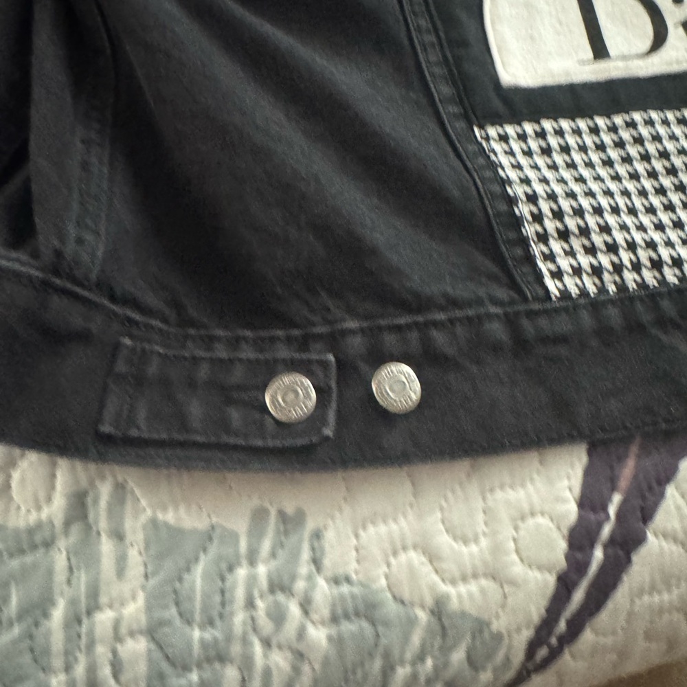 Dior Black Jacket with Houndstooth Design- handmade using Old Navy black denim